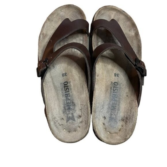 MEPHISTO Helen Sandals Dark Brown Leather Women Size 38 - Picture 3 of 11